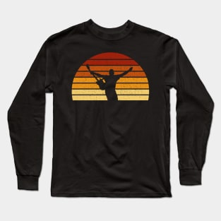 Vintage Sunset Electric Guitar Gift For Guitarists Long Sleeve T-Shirt